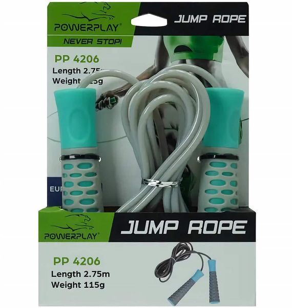 Скакалка PowerPlay 4206 Jump Rope PRO+ Grey/Mint PP_4206_Grey/Mint фото