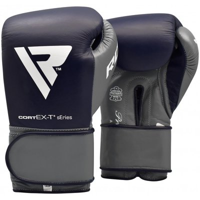 Боксерские перчатки RDX Leather C4 Pro Blue 10 ун. 40267 фото