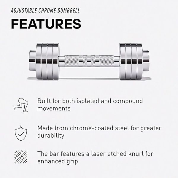 Гантель регульована 5 кг Adidas Adjustable Chrome Dumbbell ADWT-11400 фото